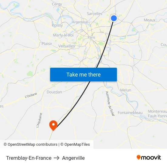 Tremblay-En-France to Angerville map