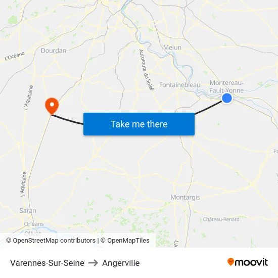 Varennes-Sur-Seine to Angerville map