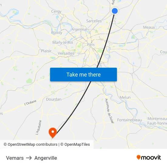 Vemars to Angerville map