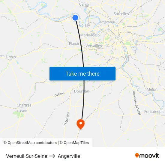 Verneuil-Sur-Seine to Angerville map