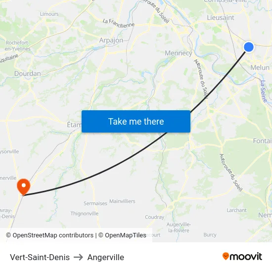Vert-Saint-Denis to Angerville map