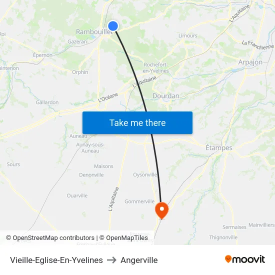 Vieille-Eglise-En-Yvelines to Angerville map