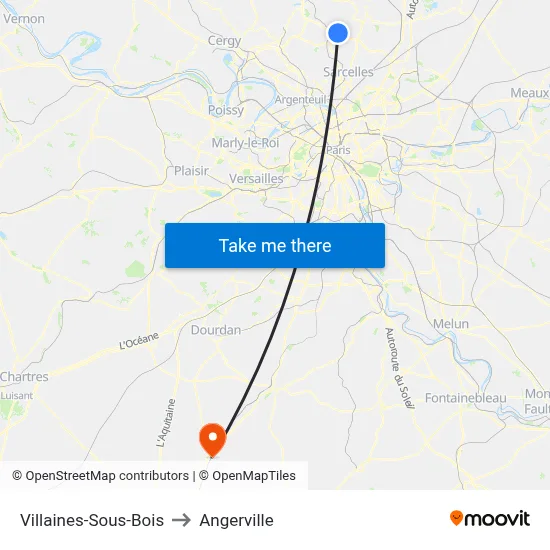 Villaines-Sous-Bois to Angerville map