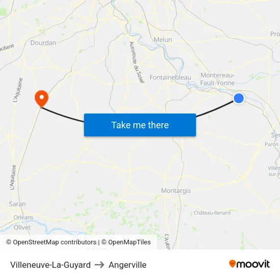 Villeneuve-La-Guyard to Angerville map
