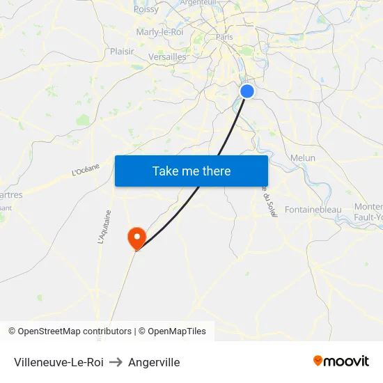 Villeneuve-Le-Roi to Angerville map