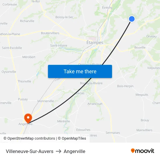 Villeneuve-Sur-Auvers to Angerville map
