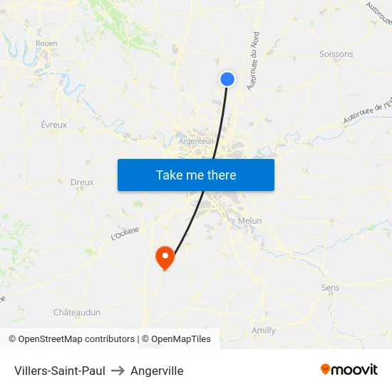 Villers-Saint-Paul to Angerville map