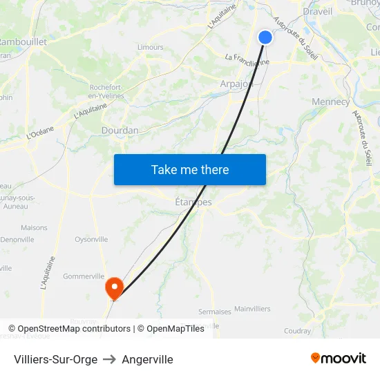 Villiers-Sur-Orge to Angerville map