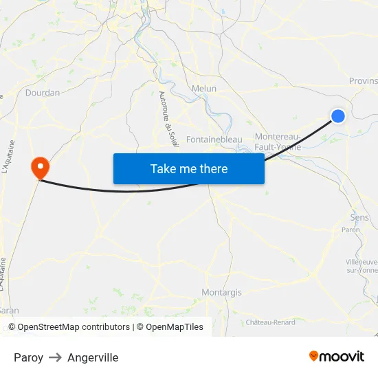 Paroy to Angerville map