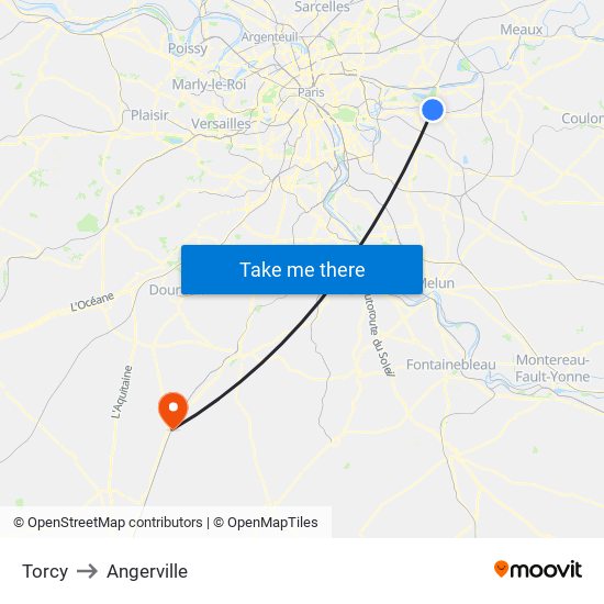 Torcy to Angerville map