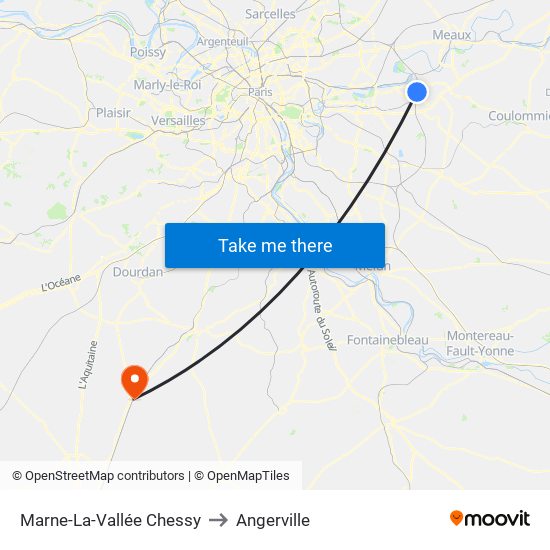 Marne-La-Vallée Chessy to Angerville map