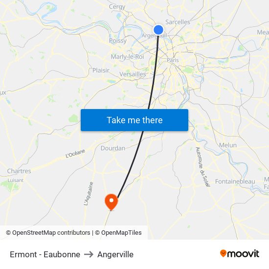 Ermont - Eaubonne to Angerville map