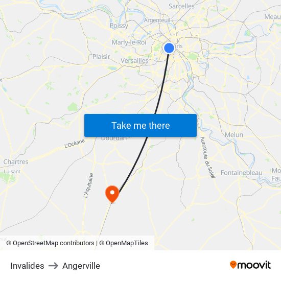 Invalides to Angerville map