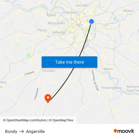 Bondy to Angerville map