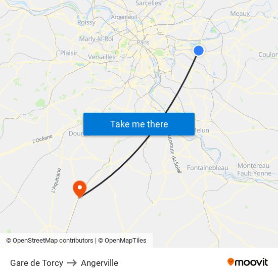 Gare de Torcy to Angerville map