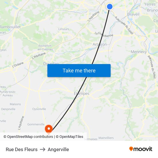 Rue Des Fleurs to Angerville map