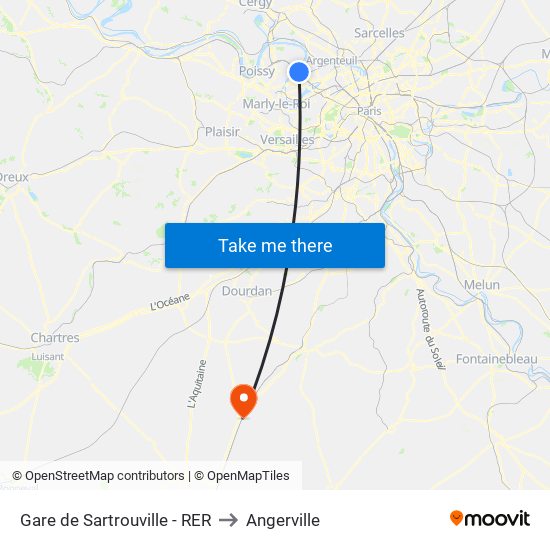 Gare de Sartrouville - RER to Angerville map