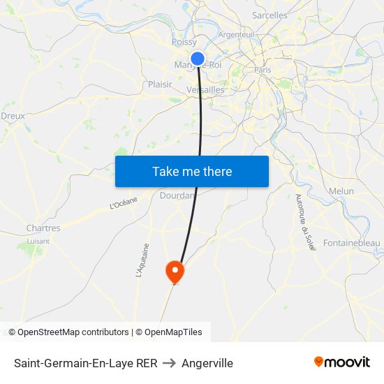 Saint-Germain-En-Laye RER to Angerville map