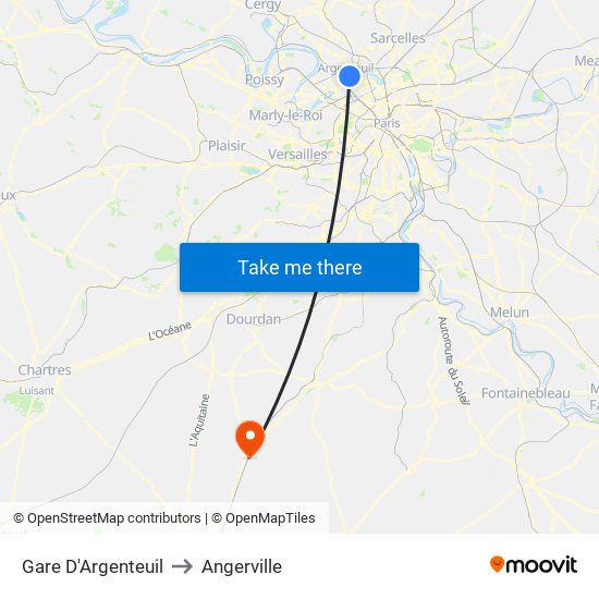 Gare D'Argenteuil to Angerville map