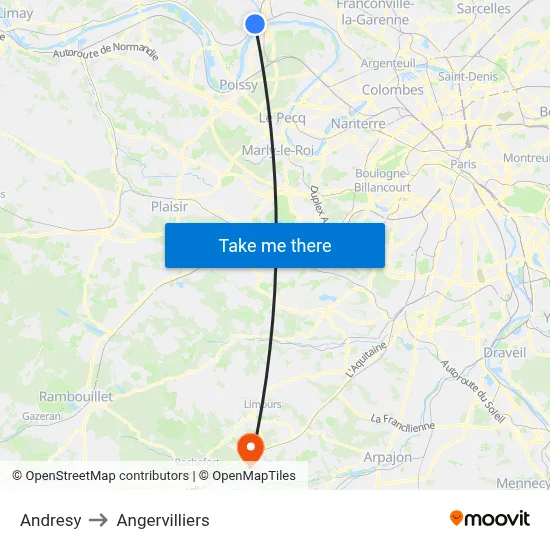 Andresy to Angervilliers map