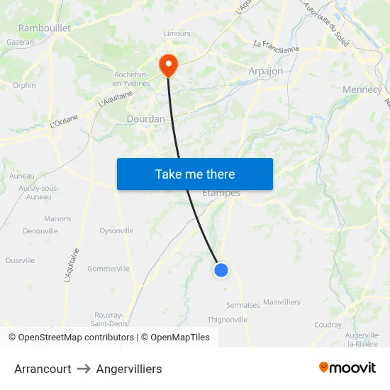 Arrancourt to Angervilliers map