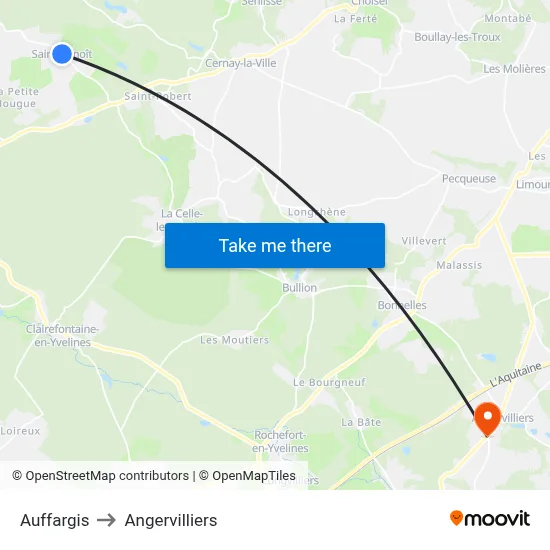 Auffargis to Angervilliers map