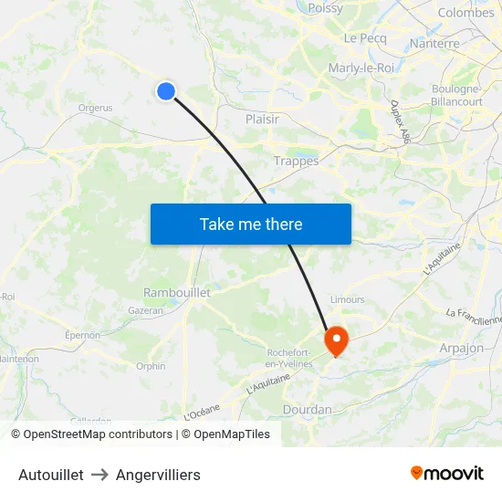 Autouillet to Angervilliers map