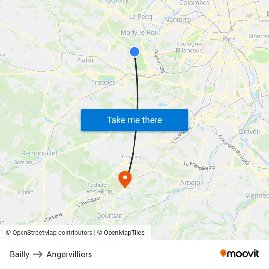 Bailly to Angervilliers map