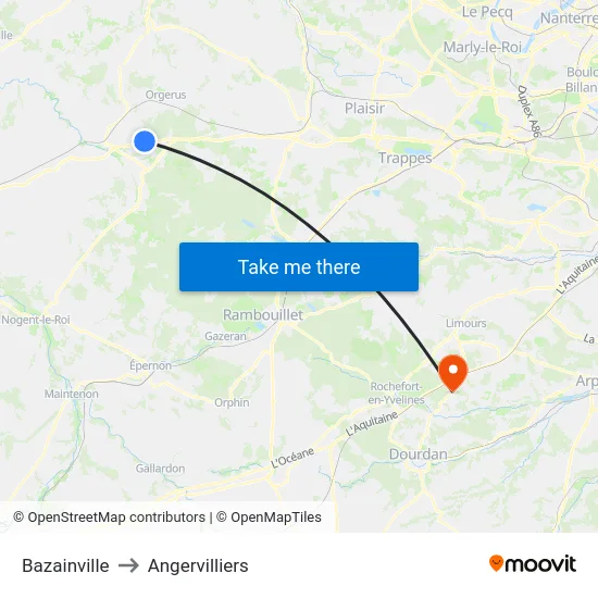 Bazainville to Angervilliers map