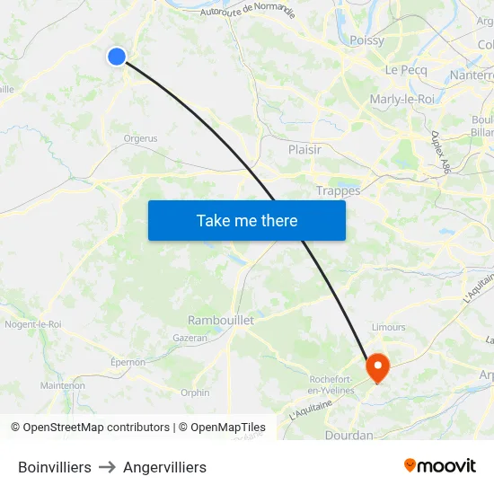 Boinvilliers to Angervilliers map