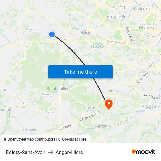 Boissy-Sans-Avoir to Angervilliers map