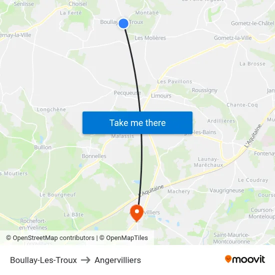 Boullay-Les-Troux to Angervilliers map