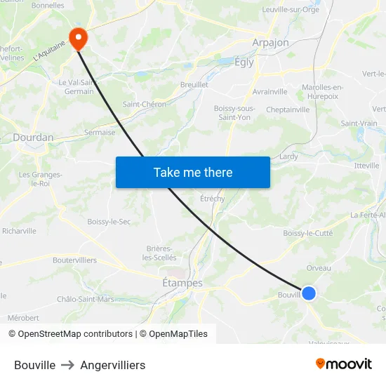 Bouville to Angervilliers map