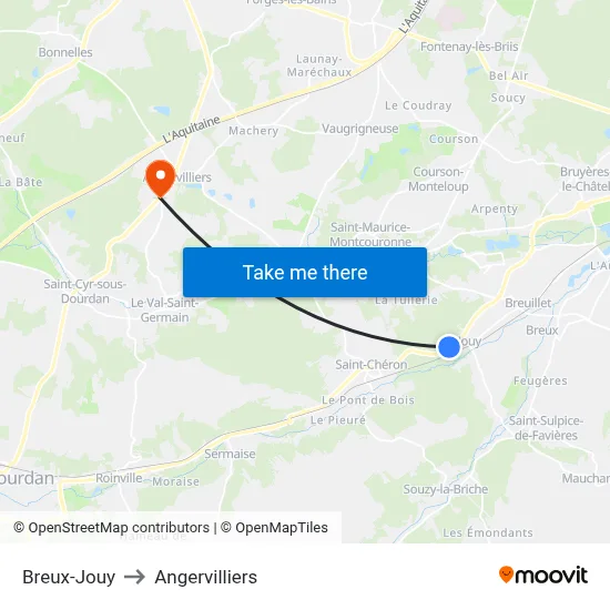 Breux-Jouy to Angervilliers map