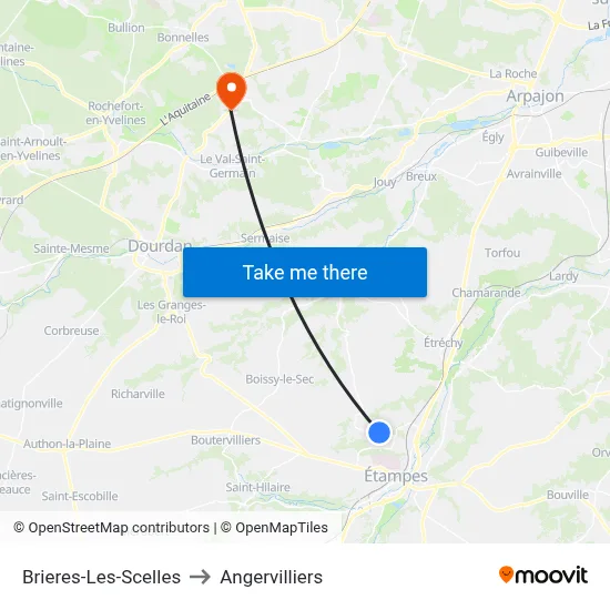 Brieres-Les-Scelles to Angervilliers map