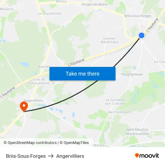 Briis-Sous-Forges to Angervilliers map