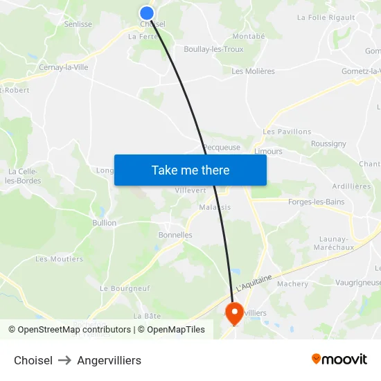 Choisel to Angervilliers map
