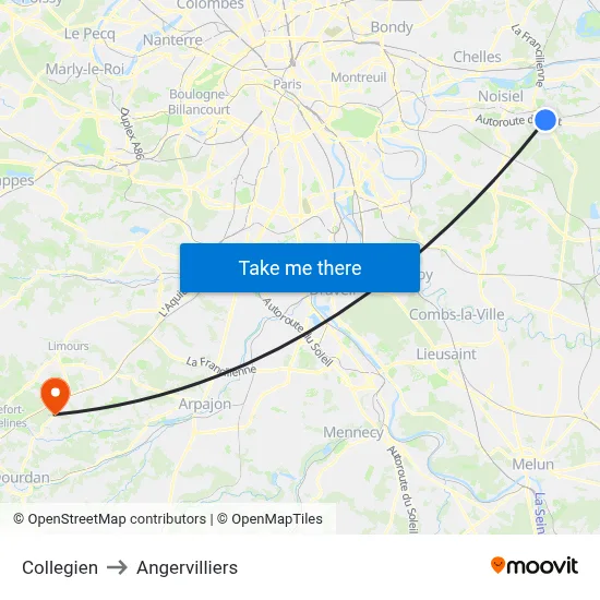 Collegien to Angervilliers map