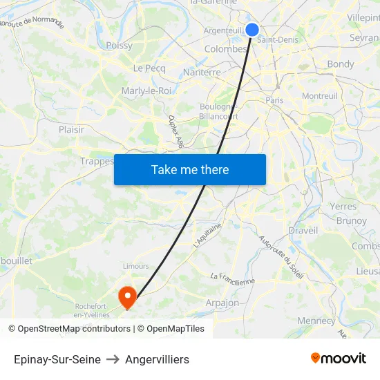Epinay-Sur-Seine to Angervilliers map