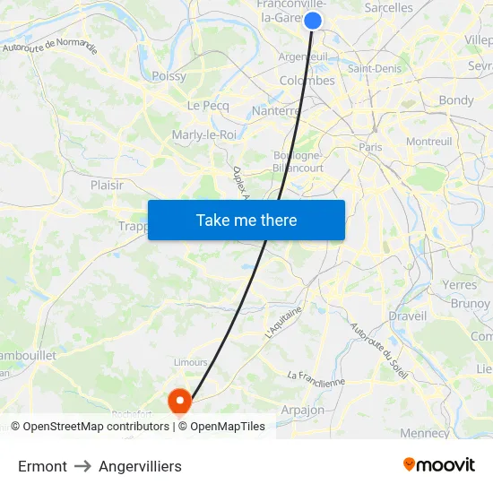 Ermont to Angervilliers map