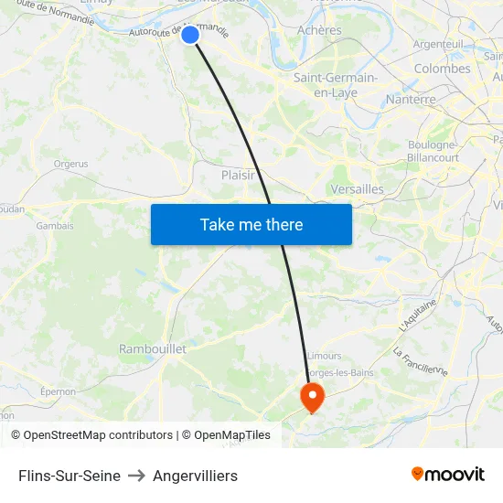 Flins-Sur-Seine to Angervilliers map