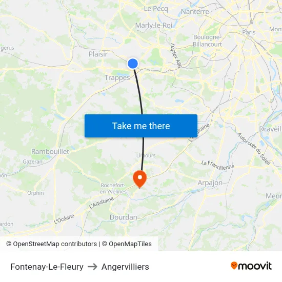 Fontenay-Le-Fleury to Angervilliers map