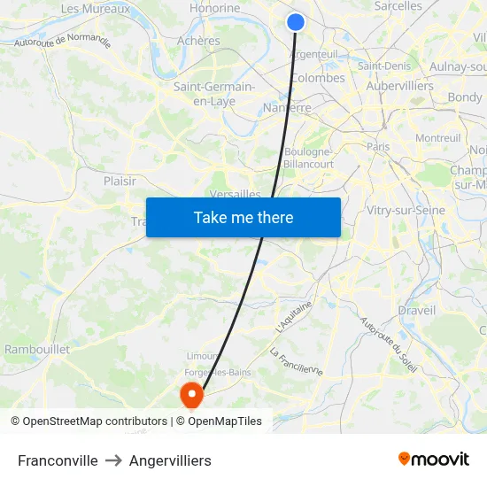 Franconville to Angervilliers map