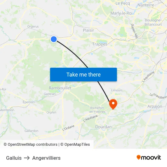 Galluis to Angervilliers map