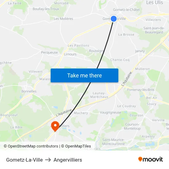 Gometz-La-Ville to Angervilliers map