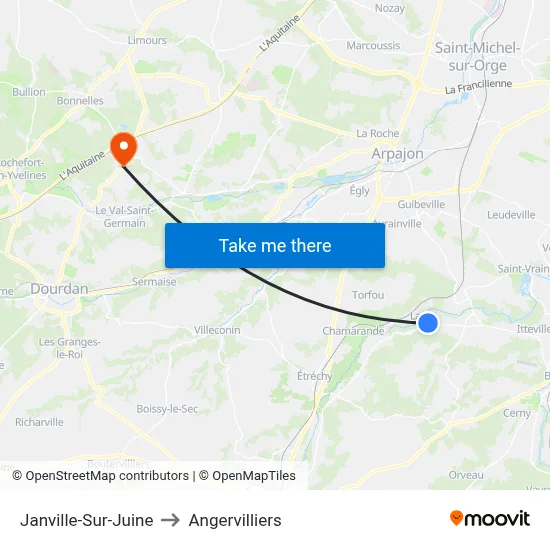 Janville-Sur-Juine to Angervilliers map