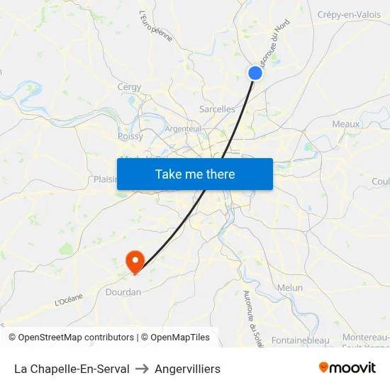 La Chapelle-En-Serval to Angervilliers map