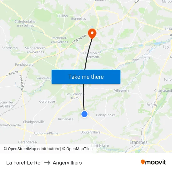 La Foret-Le-Roi to Angervilliers map