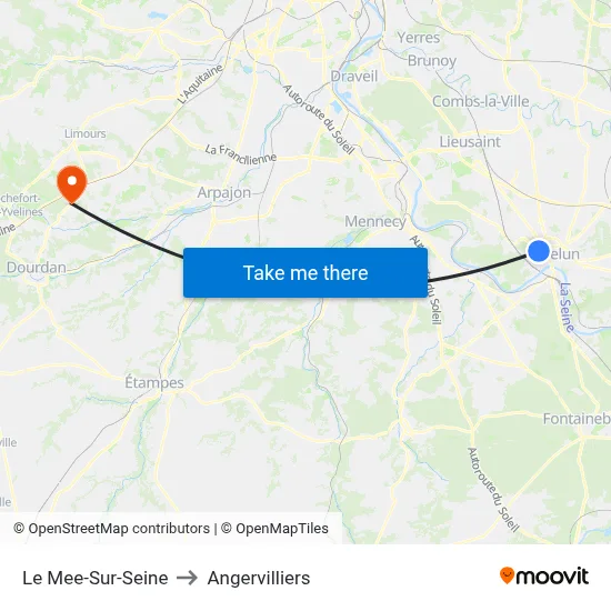Le Mee-Sur-Seine to Angervilliers map