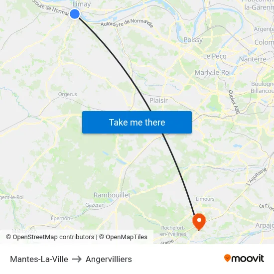 Mantes-La-Ville to Angervilliers map